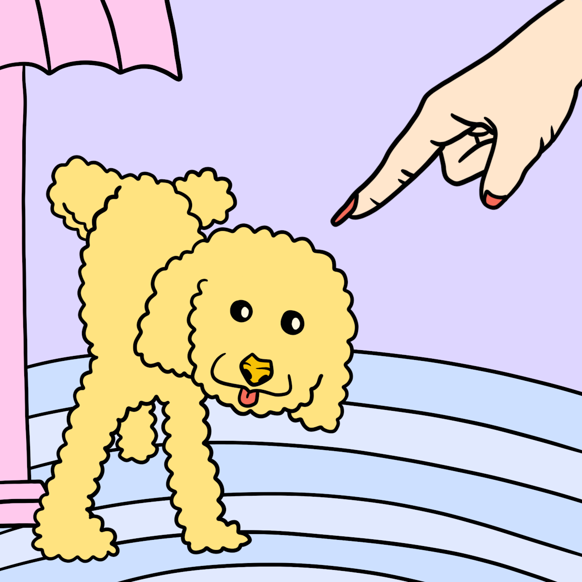 illustration of woman saying no to dog