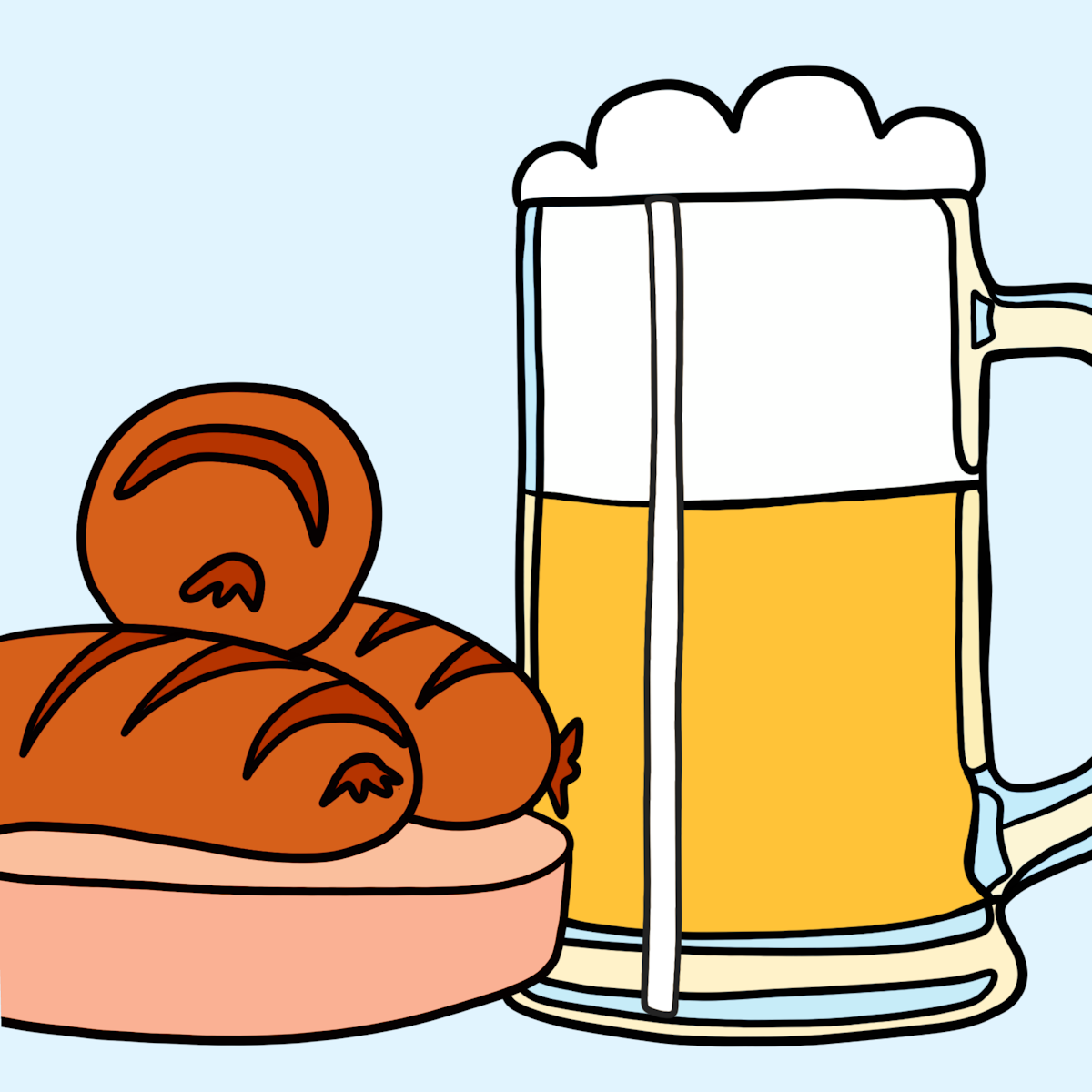 German beer & sausages illustration