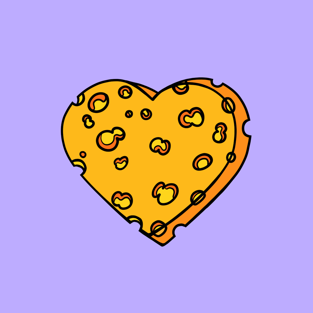 Illustration of a romantic, heart-shaped cheese.