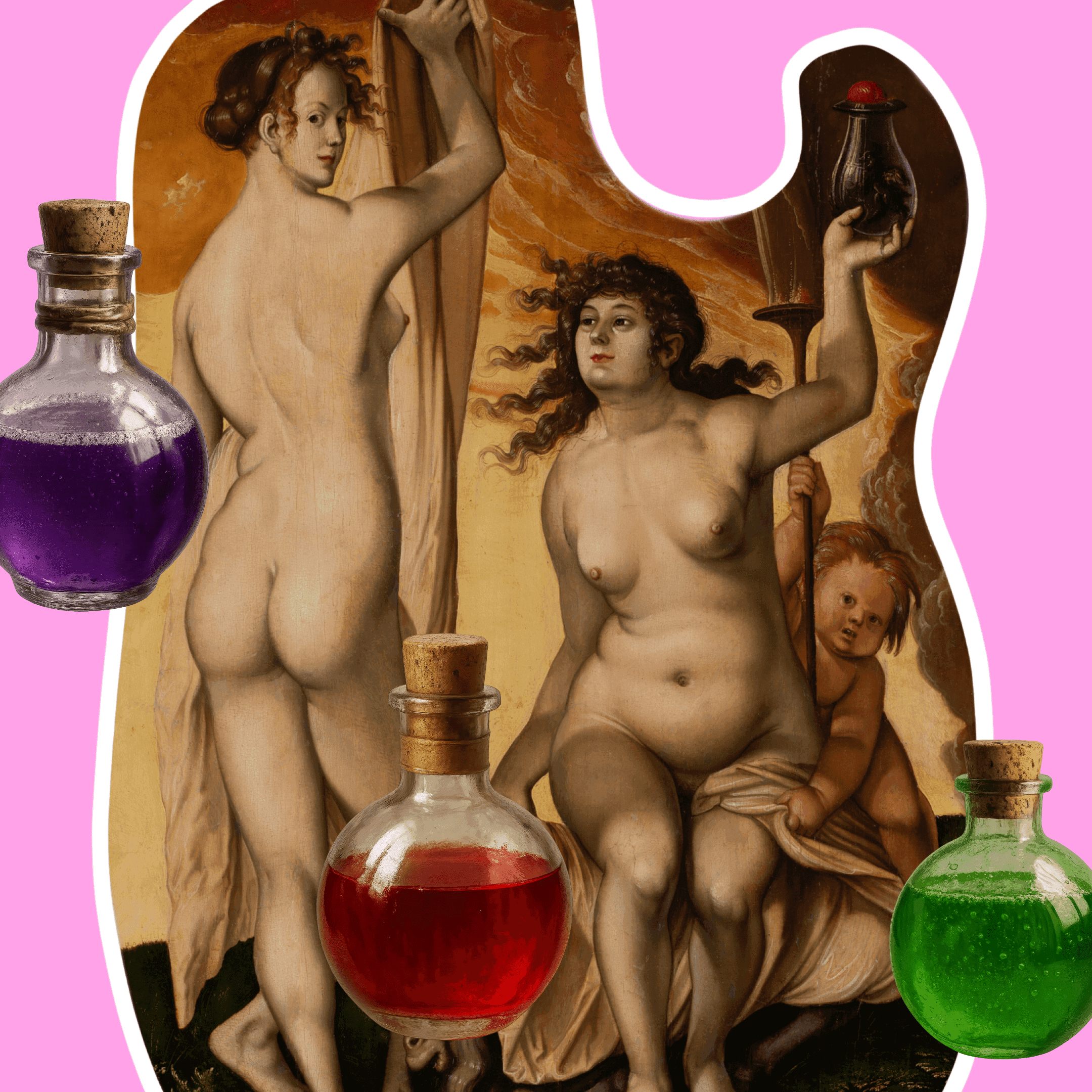 German witches dancing with the devil