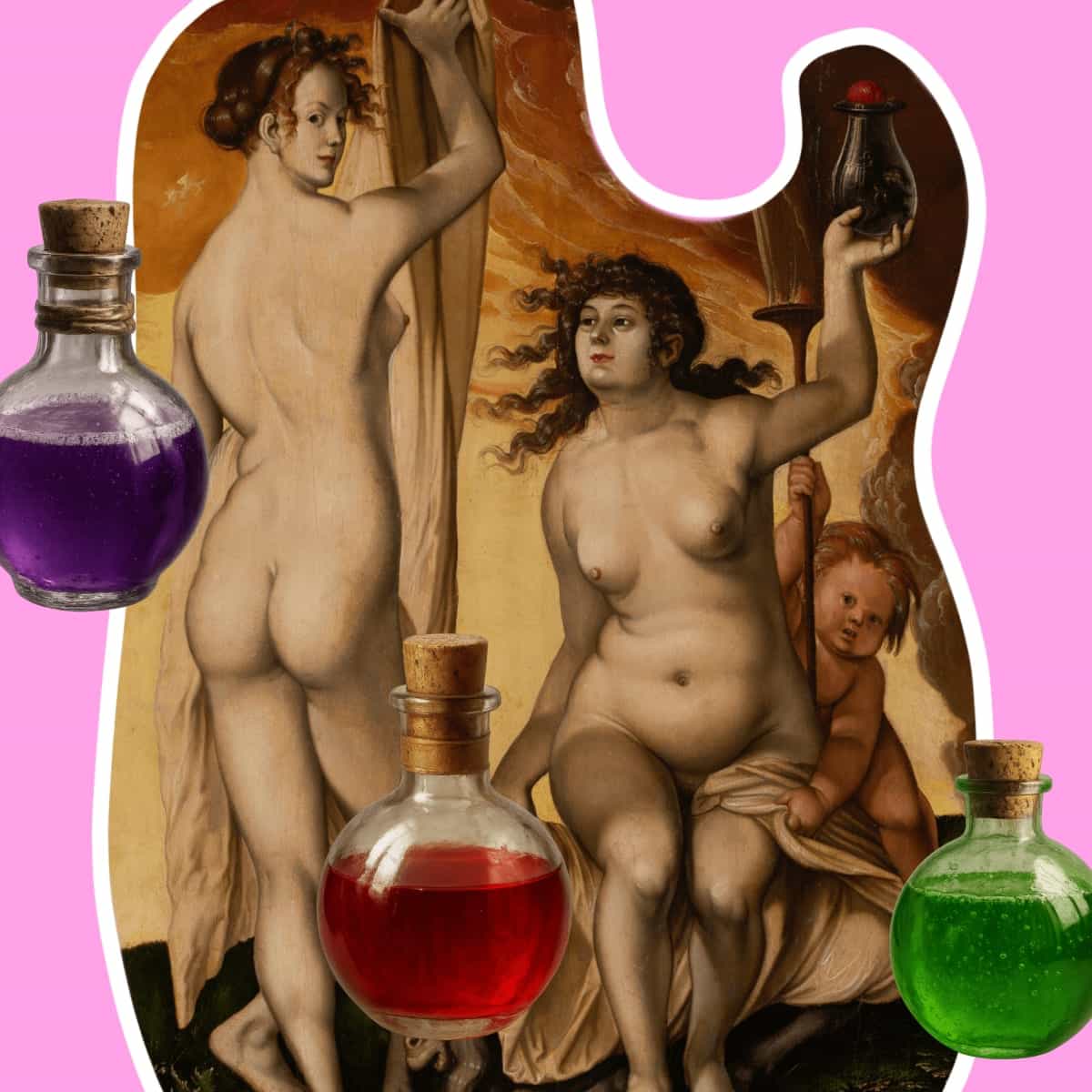 German witches dancing with the devil